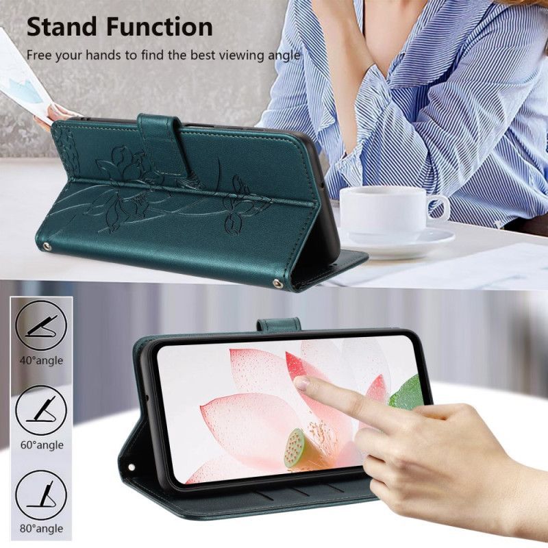 Housse Xiaomi 15T Pro Empreinte Florale avec Lanière