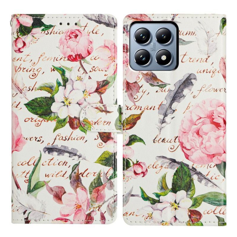 Housse Xiaomi 15T Pro Feuilles Vertes et Fleurs