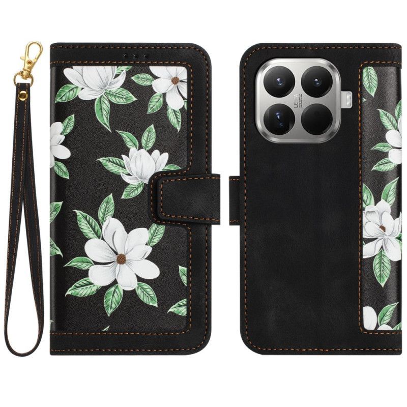 Housse Xiaomi 15T Pro Motif Floral avec Lanière