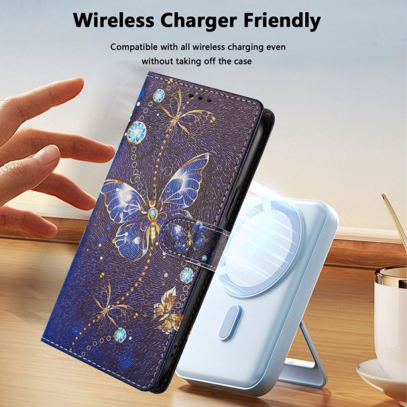 Housse Xiaomi 15T Pro Papillons Or et Bleu