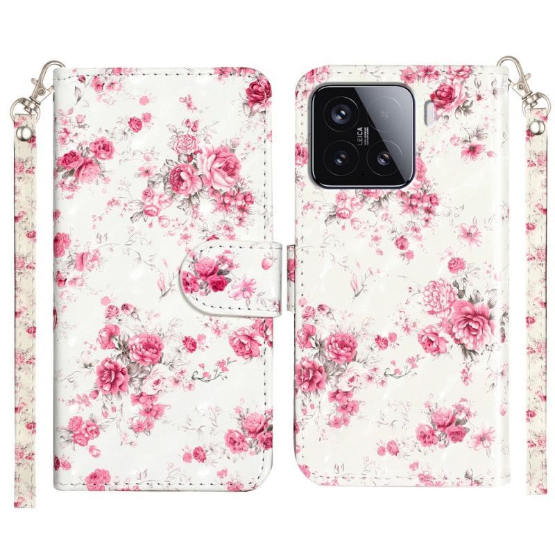 Housse Xiaomi 15T Pro Roses à Lanière