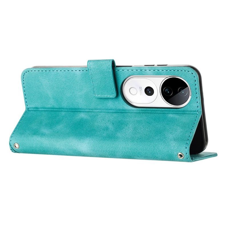 Housse Vivo V40 5G Motif Triangles à Lanière