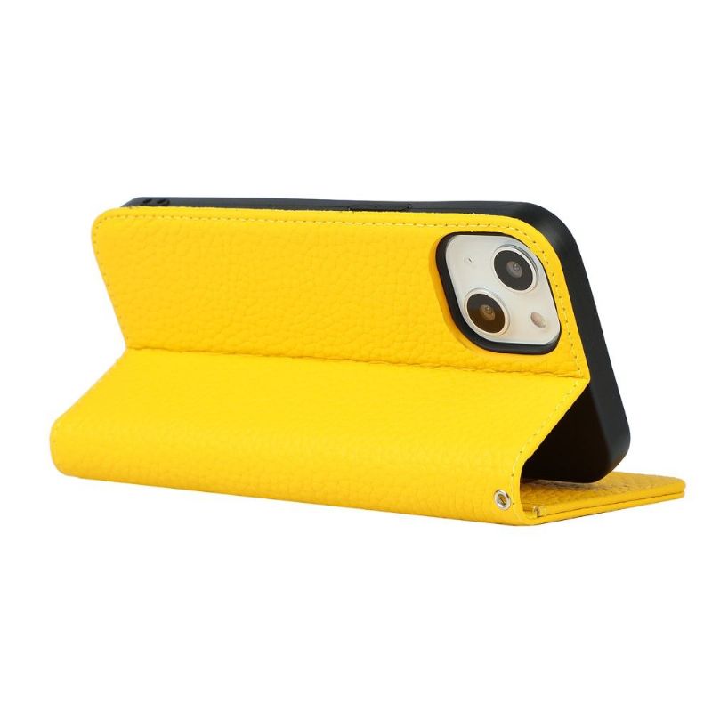 Housse iPhone 13 cuir grainé avec lanière