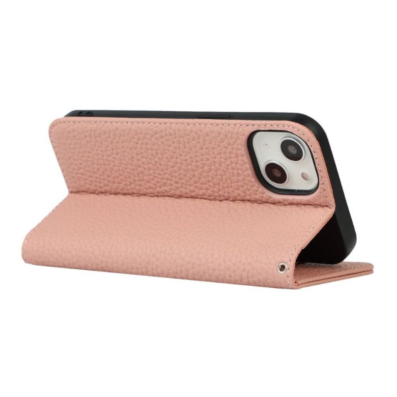 Housse iPhone 13 cuir grainé avec lanière