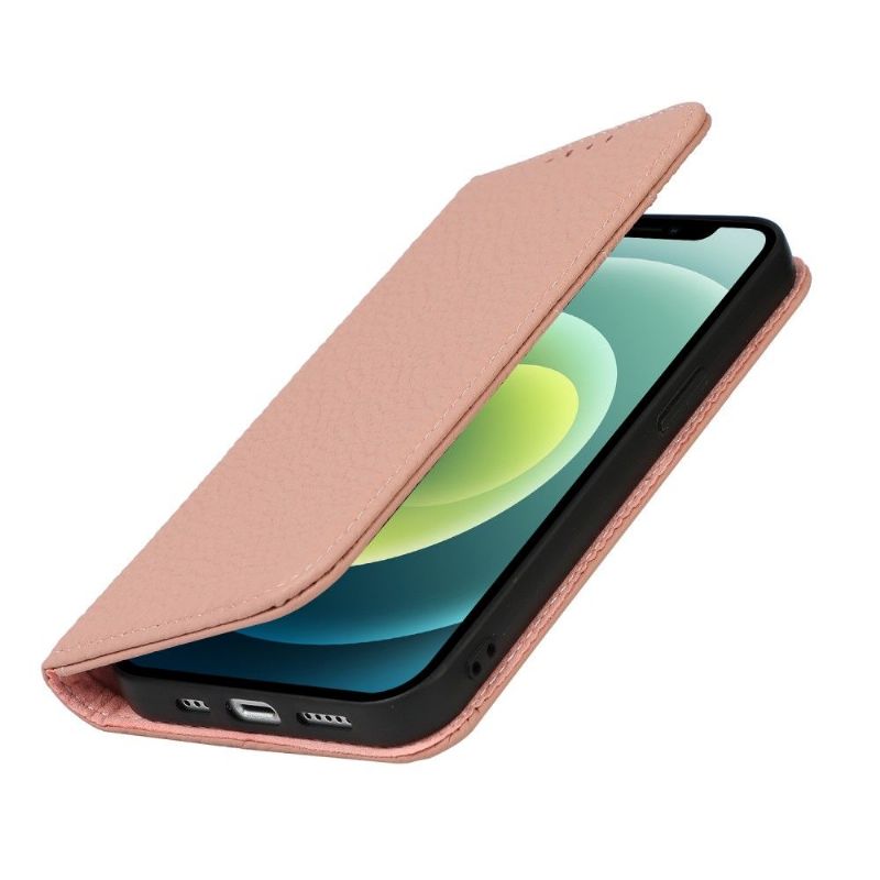 Housse iPhone 13 cuir grainé avec lanière