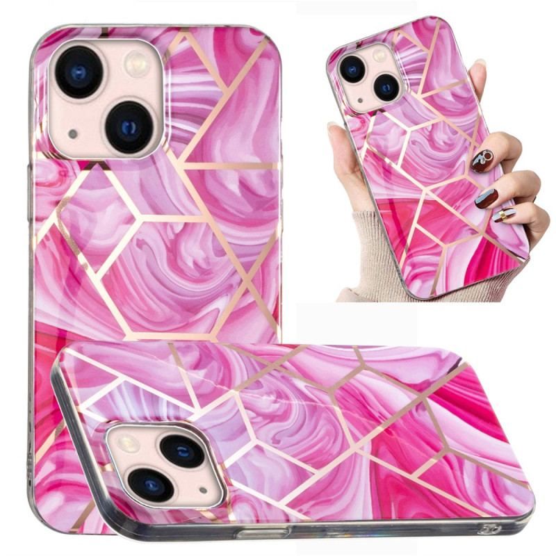 Coque iPhone 15 Plus Marbre Géométrique Flashy