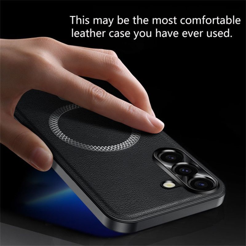 Coque Samsung Galaxy S26 Plus Effet Cuir et Cadre Métallique pour Objectif