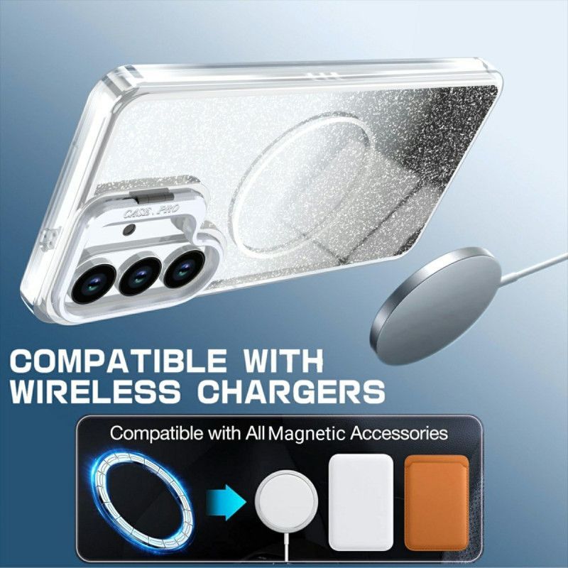 Coque Samsung Galaxy S26 Plus Magnétique Paillettes Dégradées et Support