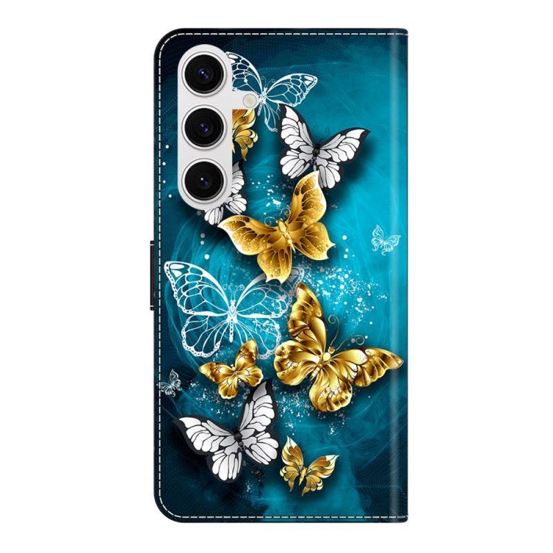 Housse Samsung Galaxy S26 Plus 5G Papillon Doré sur Vert