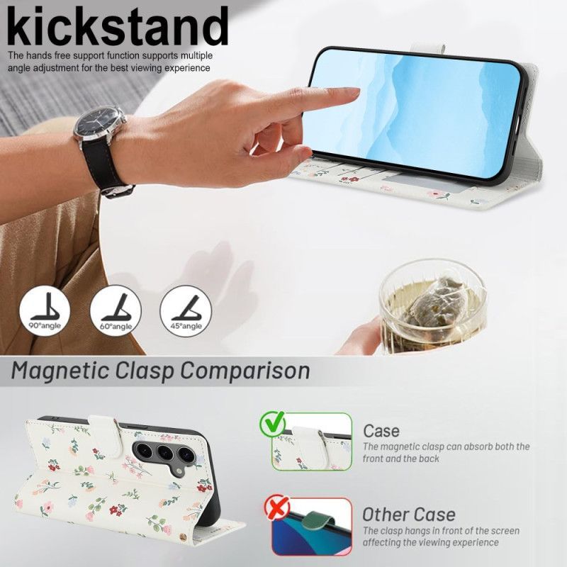 Housse Samsung Galaxy S26 Plus Fleurettes à Lanière