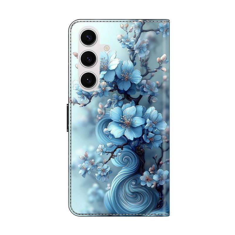 Housse Samsung Galaxy S26 Plus Fleurs Bleu Glacé