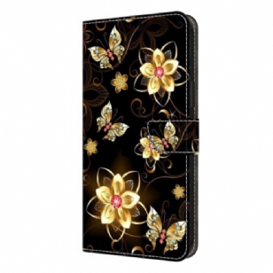 Housse Samsung Galaxy S26 Plus Fleurs Dorées et Papillons