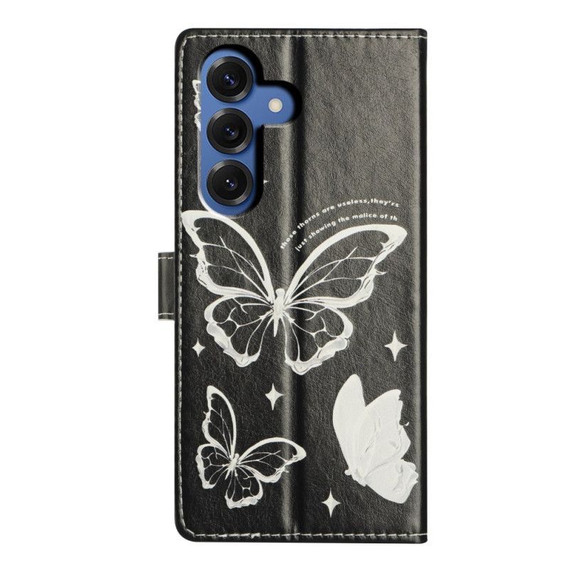Housse Samsung Galaxy S26 Plus Papillons Noirs et Blancs