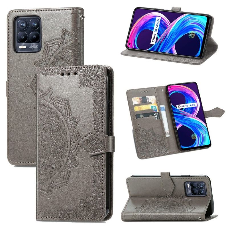 Housse Realme 8 / 8 Pro Mandala relief en simili cuir