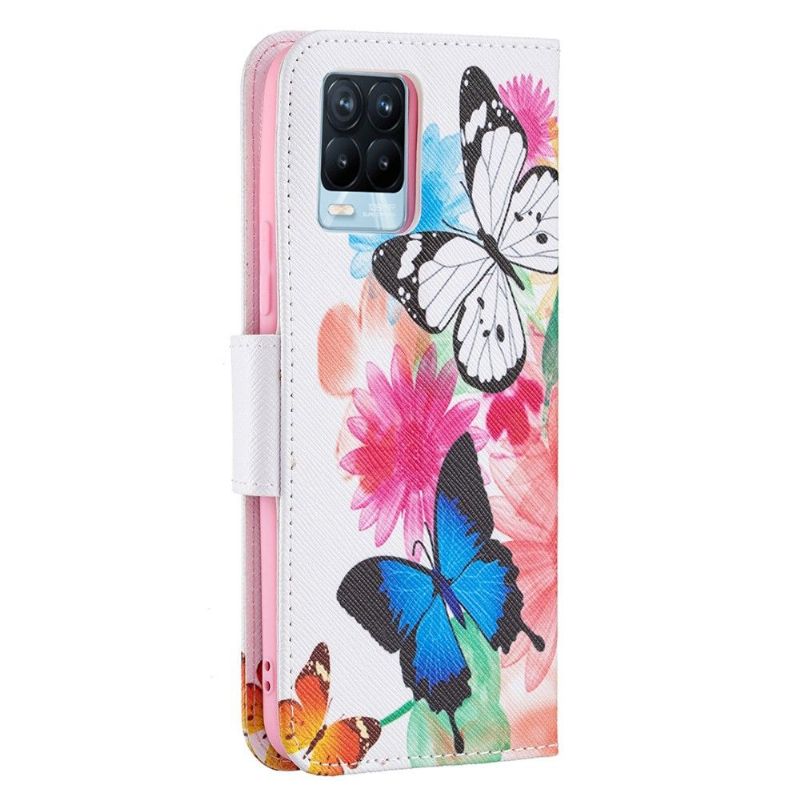 Housse Realme 8 / 8 Pro papillons et fleurs colorées