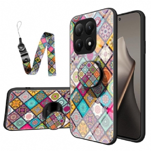 Coque Xiaomi 15T Support et Lanière Design Patchwork