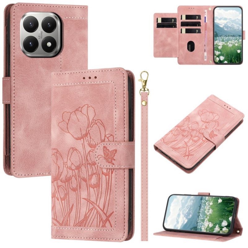 Housse Xiaomi 15T 5 Porte-Cartes Empreinte Florale