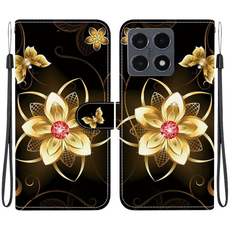 Housse Xiaomi 15T Motif Floral Doré