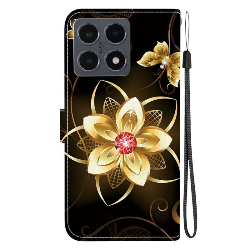Housse Xiaomi 15T Motif Floral Doré