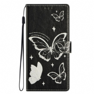 Housse Xiaomi 15T Papillons Noirs et Blancs