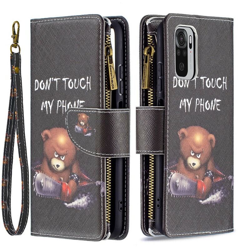 Housse Xiaomi Redmi Note 10/10S/Poco M5s Poche Zippée Ours