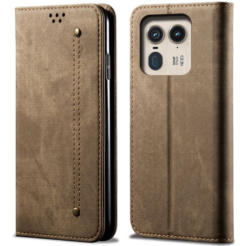 Flip Cover Motorola Edge 50 Ultra Tissu Jeans