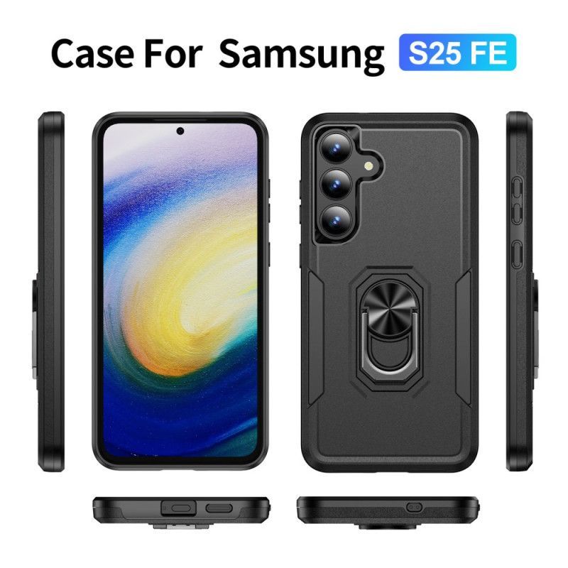 Coque Samsung Galaxy S25 FE Anneau-Support Effet Métal