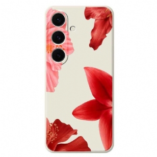 Coque Samsung Galaxy S25 FE Silicone Florale Rouge
