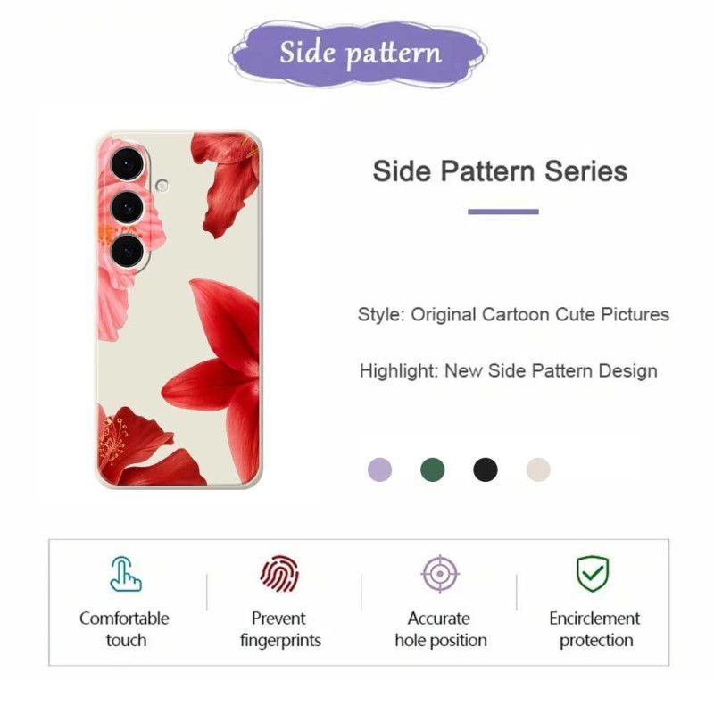 Coque Samsung Galaxy S25 FE Silicone Florale Rouge