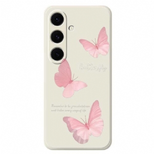 Coque Samsung Galaxy S25 FE Silicone Papillons Roses
