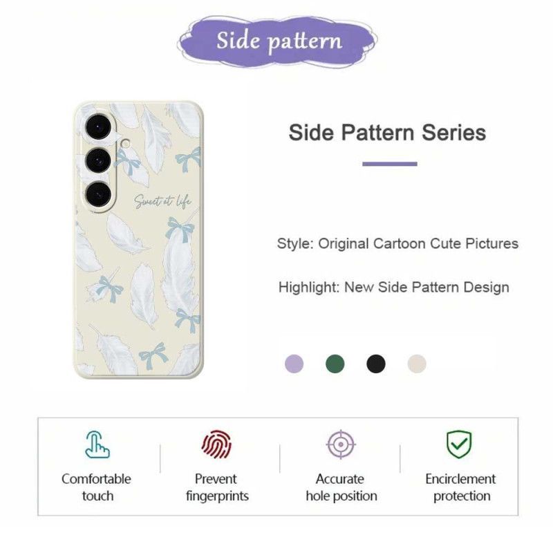 Coque Samsung Galaxy S25 FE Silicone Plumes Blanches