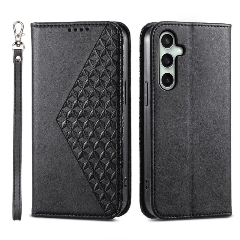Flip Cover Samsung Galaxy S25 FE Frise Losanges à Lanière