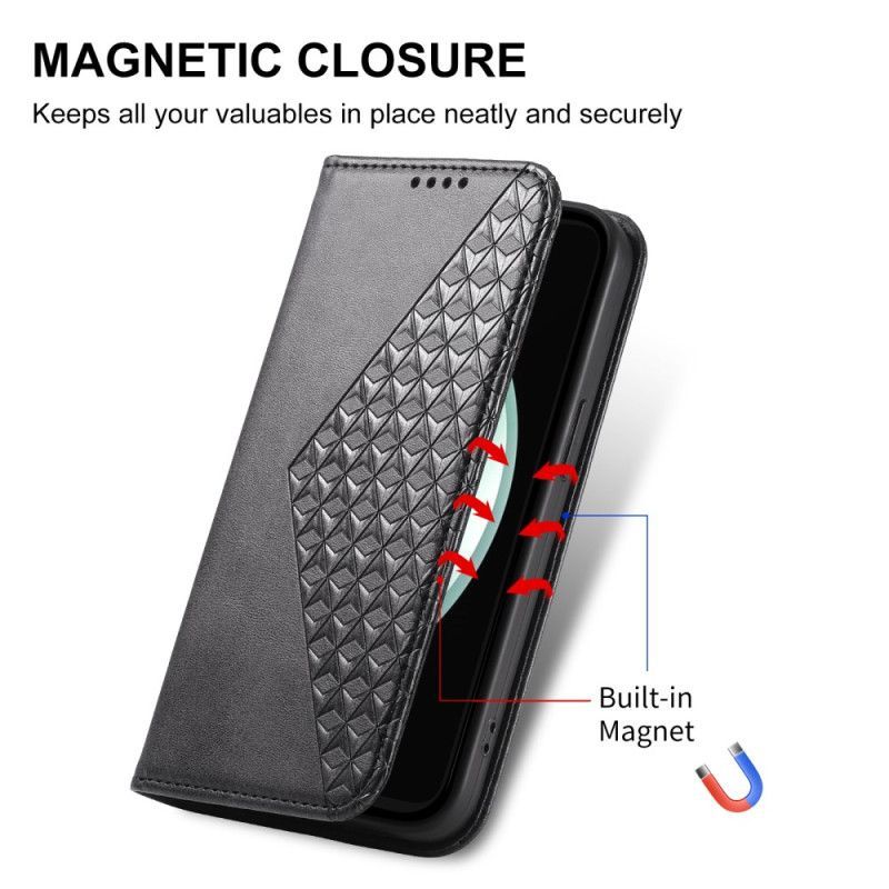 Flip Cover Samsung Galaxy S25 FE Frise Losanges à Lanière