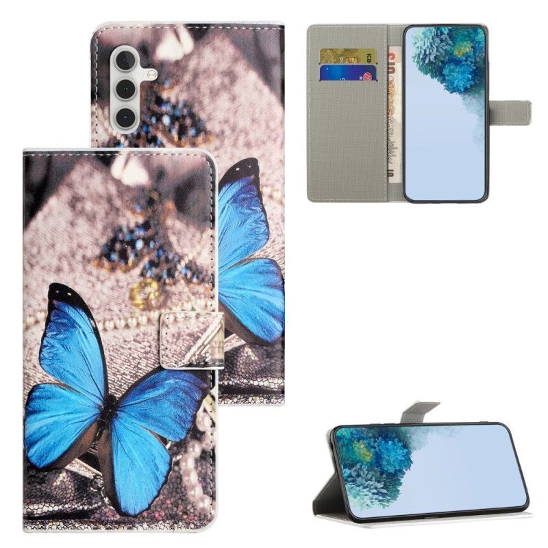 Housse Samsung Galaxy S25 FE Classique Papillon bleu