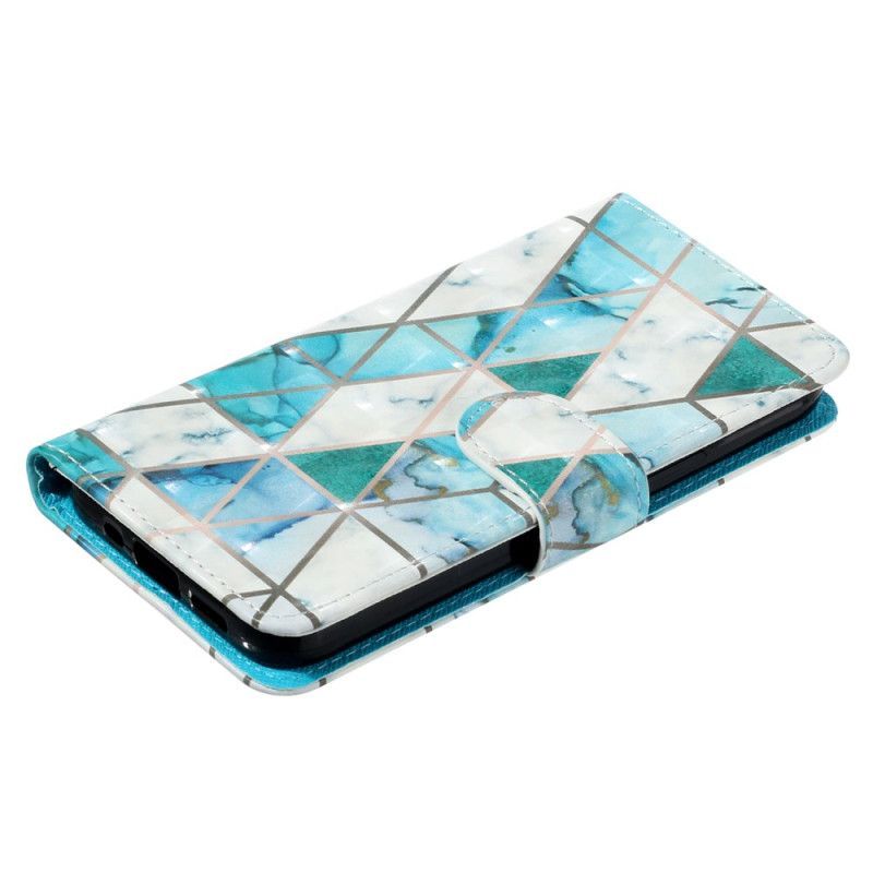 Housse Samsung Galaxy S25 FE Marbre Bleu à Lanière
