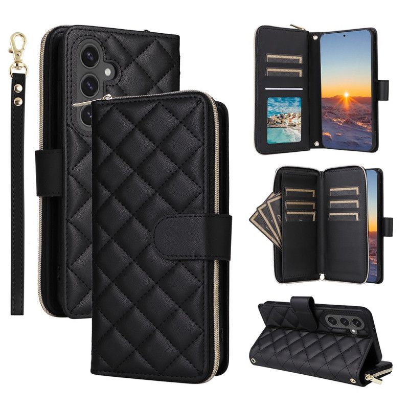 Housse Samsung Galaxy S25 FE Matelassée avec Lanière et Bandoulière