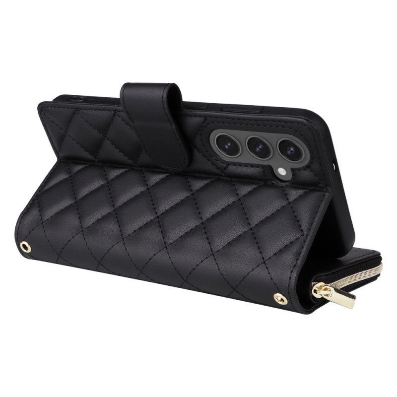 Housse Samsung Galaxy S25 FE Matelassée avec Lanière et Bandoulière