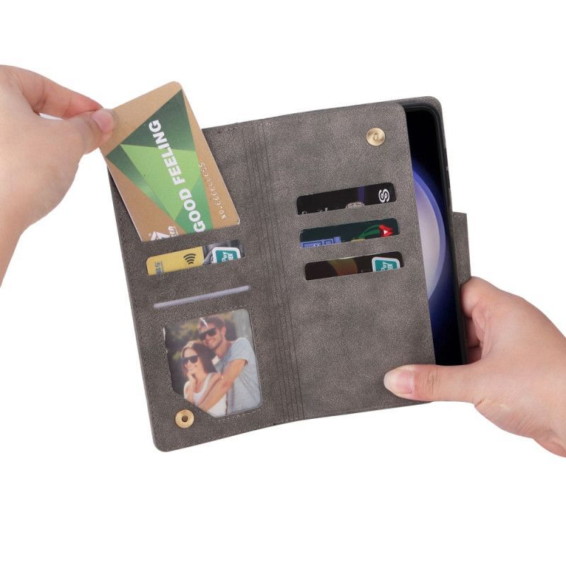 Housse Samsung Galaxy S25 FE Portefeuille avec Fermeture Éclair