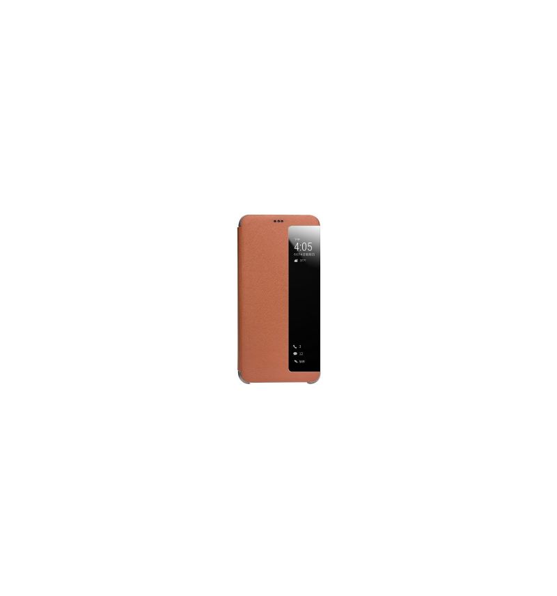Housse Huawei P20 Pro en cuir avec fenêtre - Marron