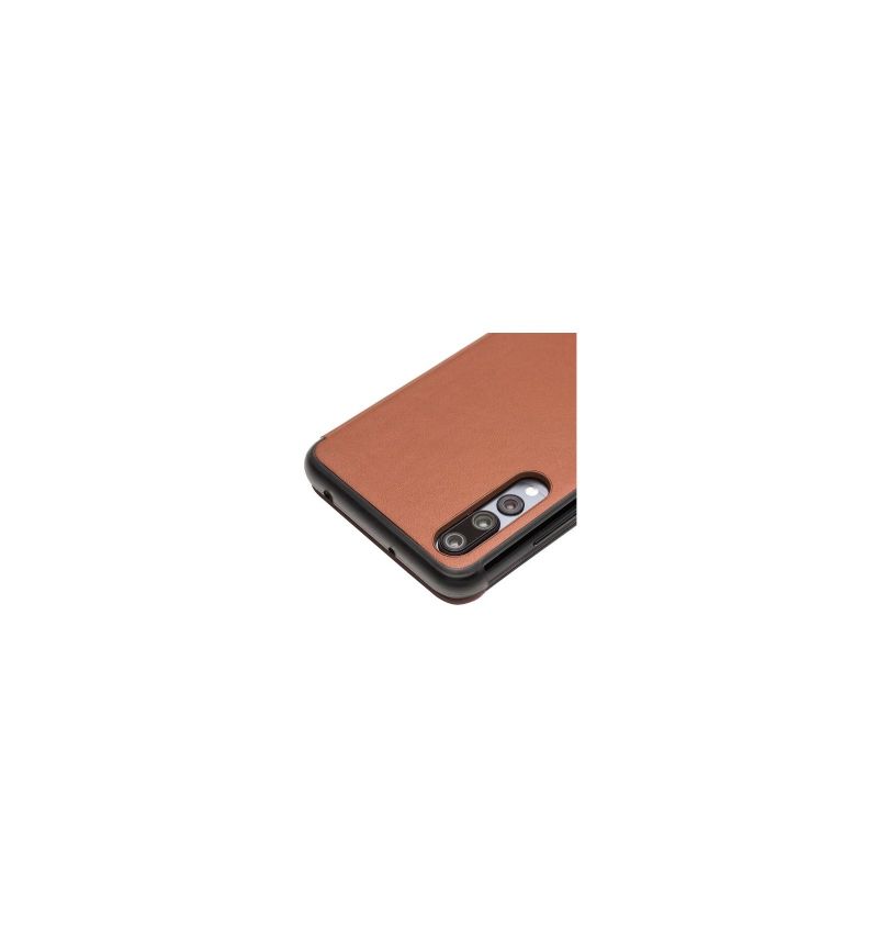 Housse Huawei P20 Pro en cuir avec fenêtre - Marron