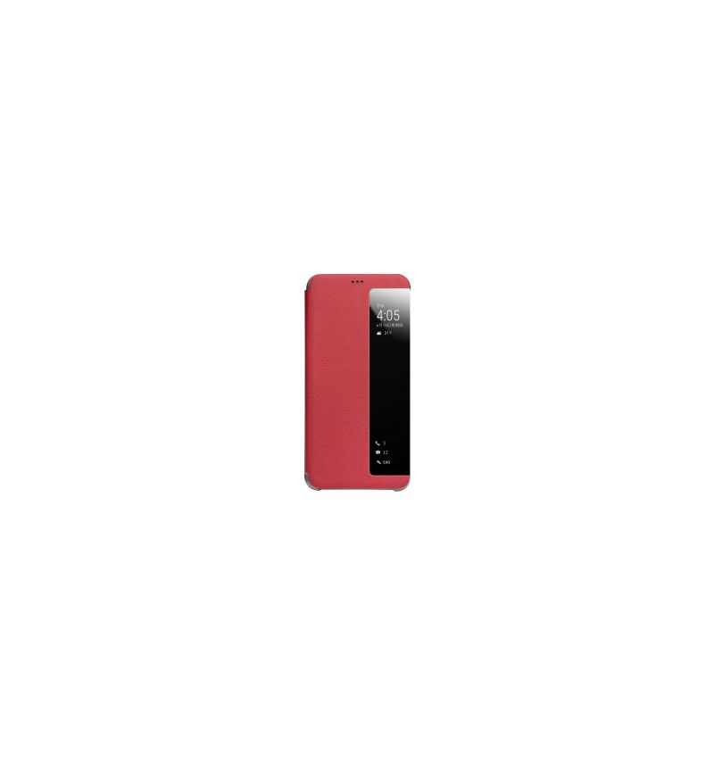 Housse Huawei P20 Pro en cuir avec fenêtre - Rouge