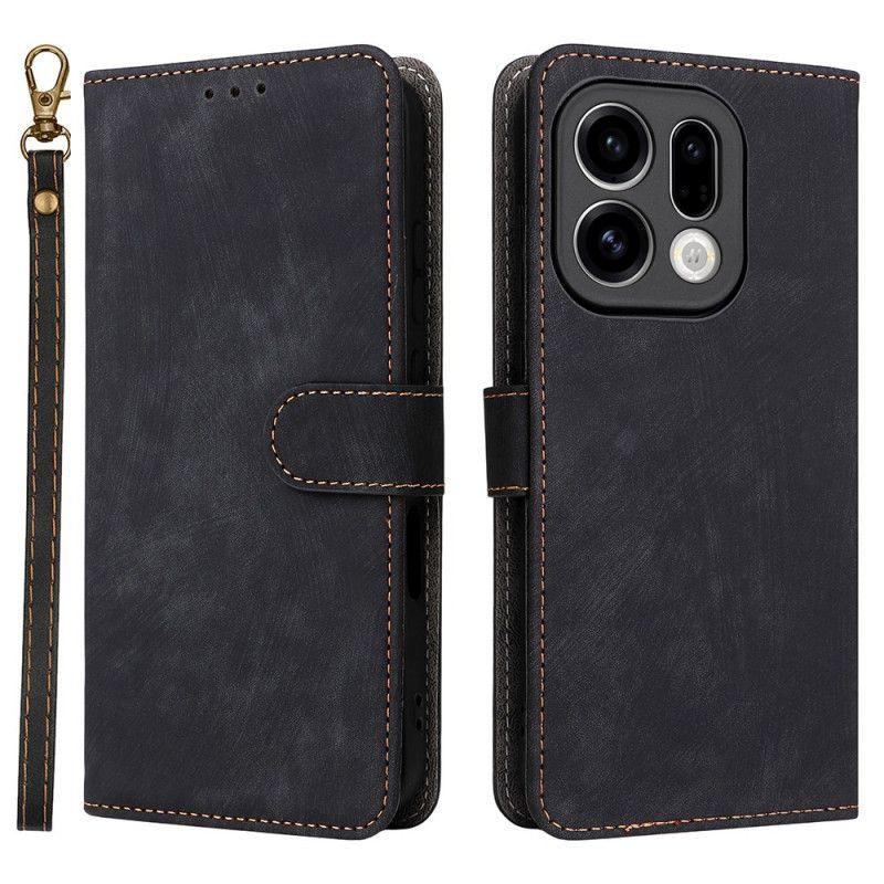 Housse Oppo Find X9 5G Effet Daim à Lanière