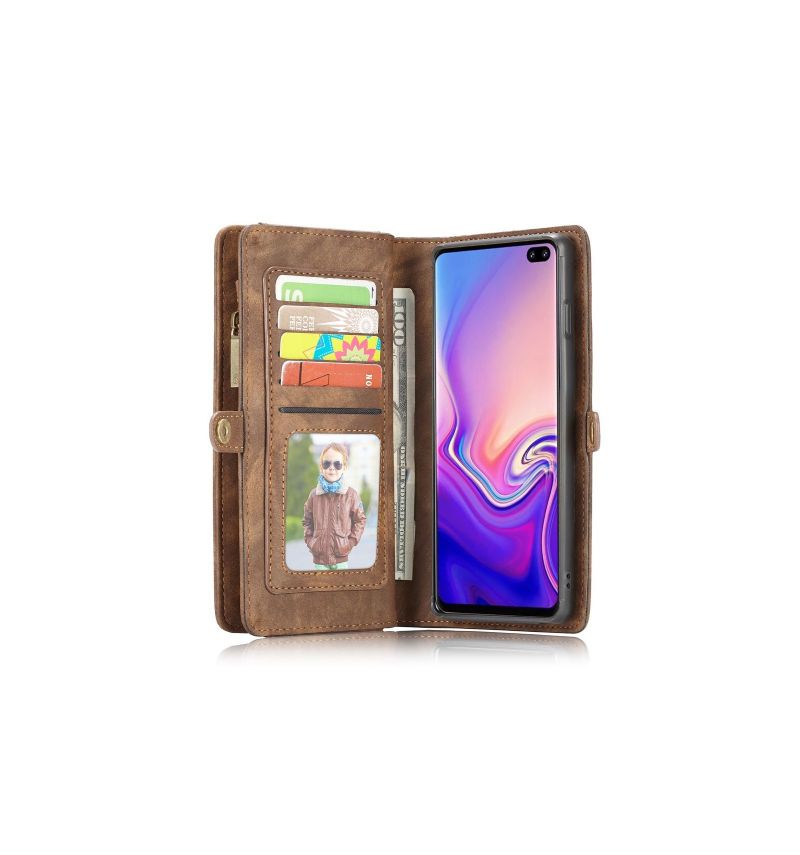 Samsung Galaxy S10 - Coque et étui portefeuille 2-en-1 - Marron