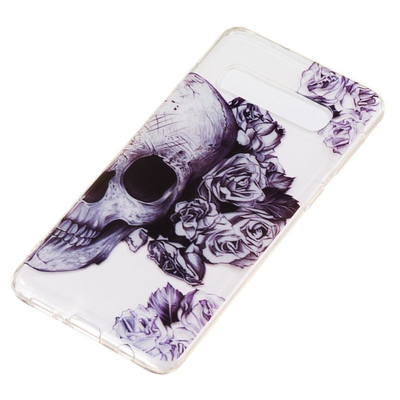 Samsung Galaxy S10 - Coque transparente Skull flowers
