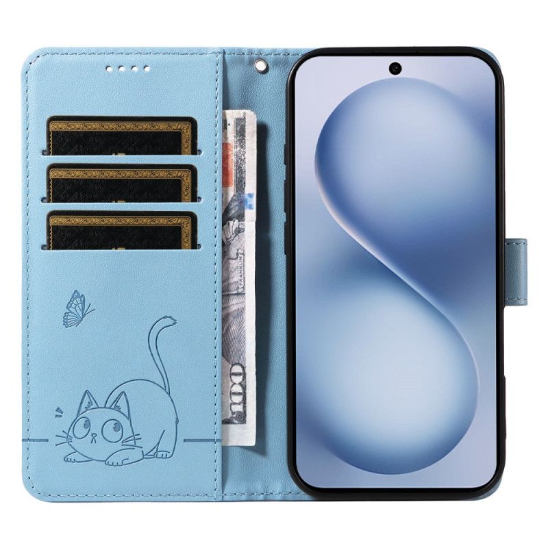 Housse Vivo X200 FE Gravure Chat à Lanière