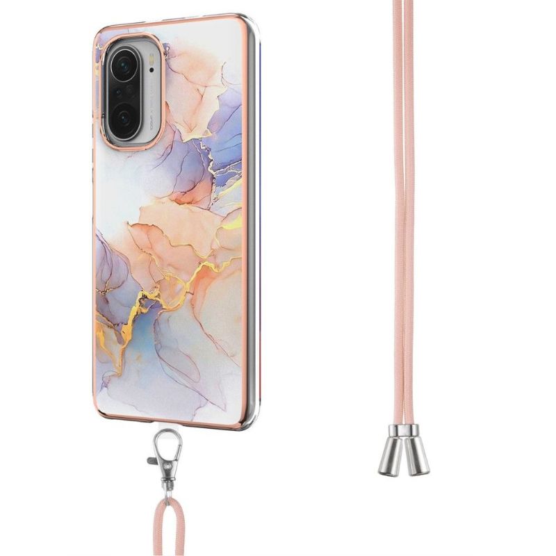Coque Poco F3 / Xiaomi Mi 11i 5G marbre coloré à cordon