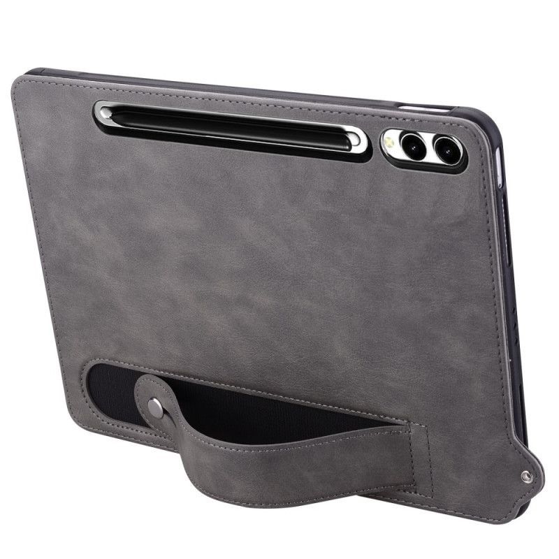 Coque Samsung Galaxy Tab S11 Ultra Effet Cuir avec Sangle Manuelle