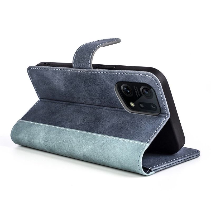 Housse Oppo Find X5 Stand Folio Bicolore