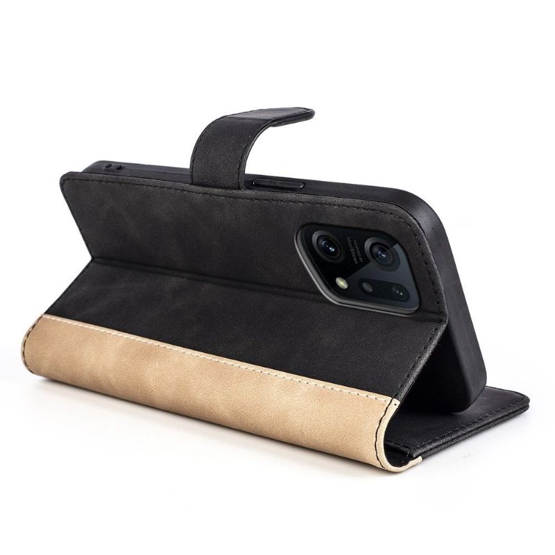 Housse Oppo Find X5 Stand Folio Bicolore