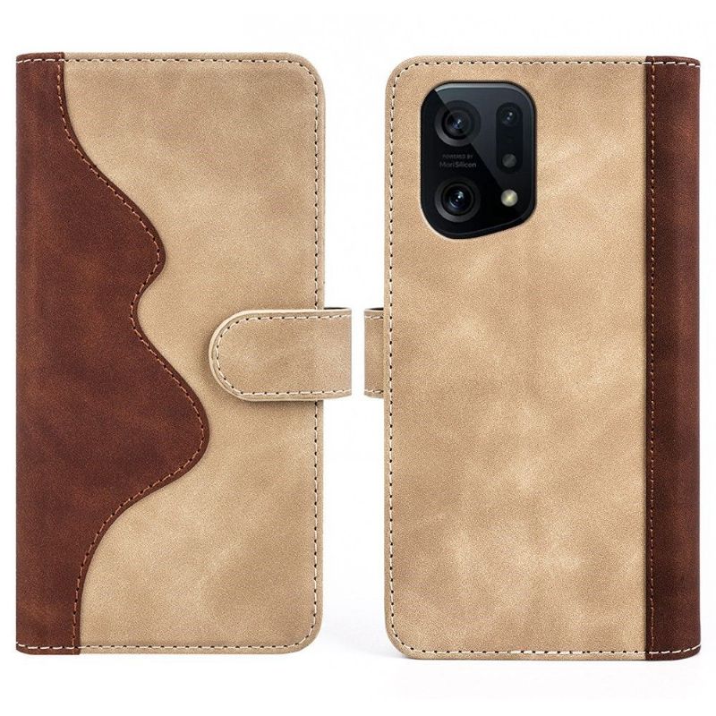 Housse Oppo Find X5 Stand Folio Bicolore